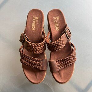 White Mountain Braided Leather Wedge Sandals w/comfort footbed sz10